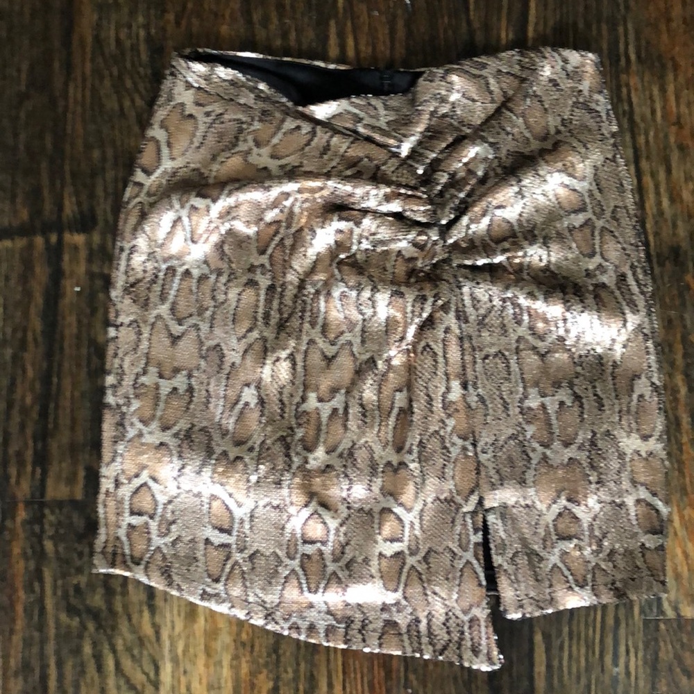 Zara animal print sequined skirt